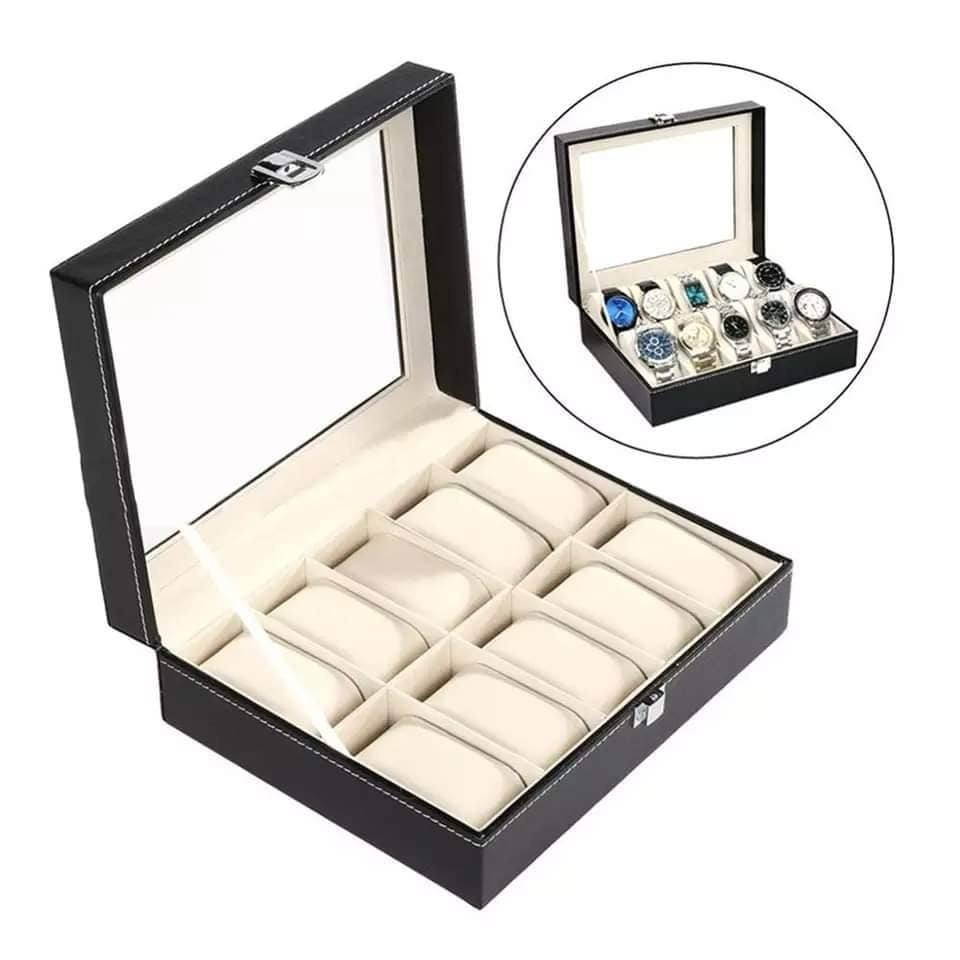 Luxury PU Leather Watch Box Organizer with Glass Display (6 / 10 / 12 / 20 Slots)