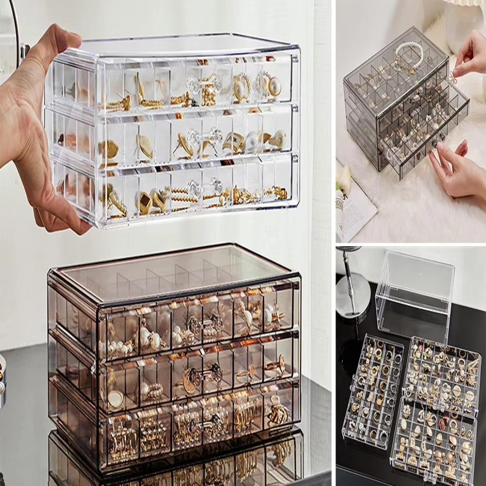 72-Grid Jewelry Storage Box – Multi-Layer Transparent Acrylic Organizer