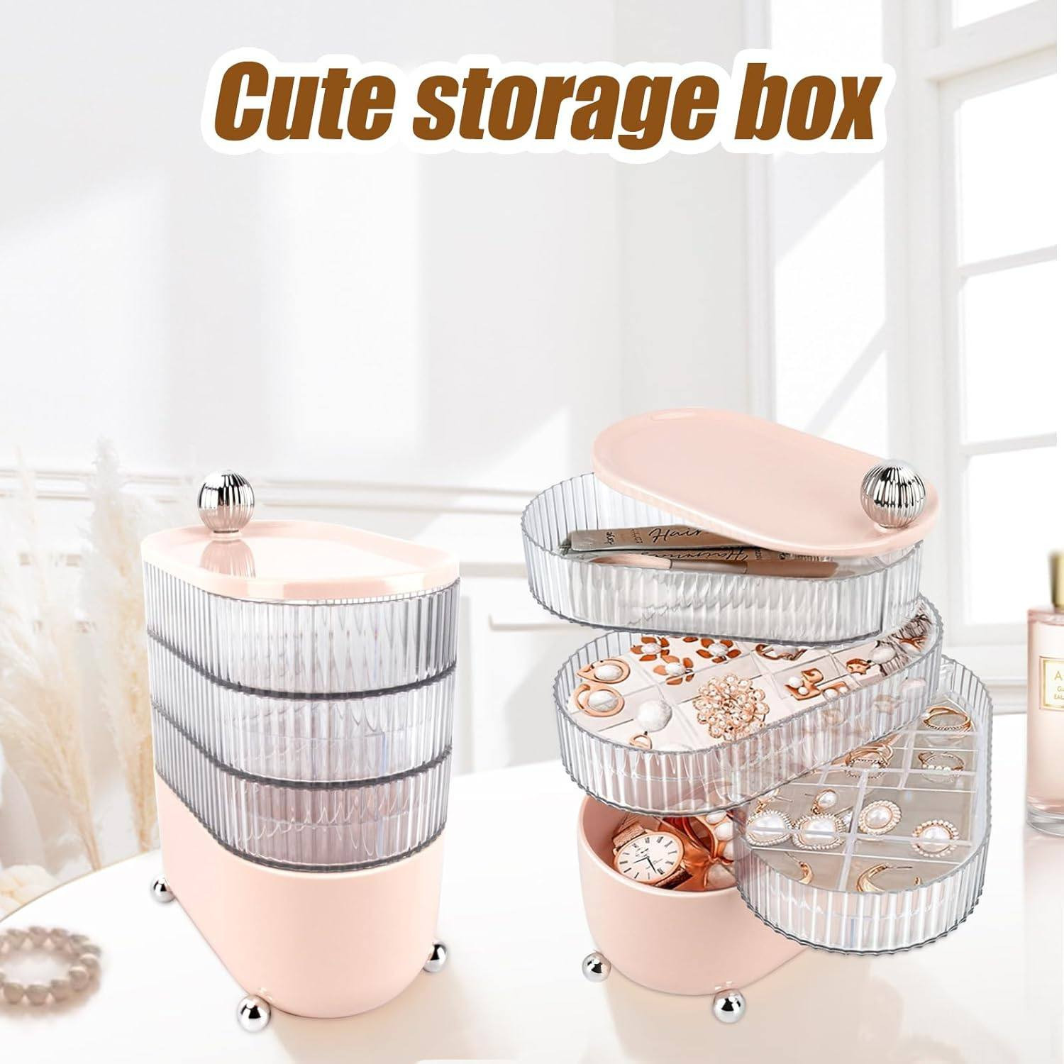 360° Rotating 3/4 Layer Grid Dressing Table Organizer