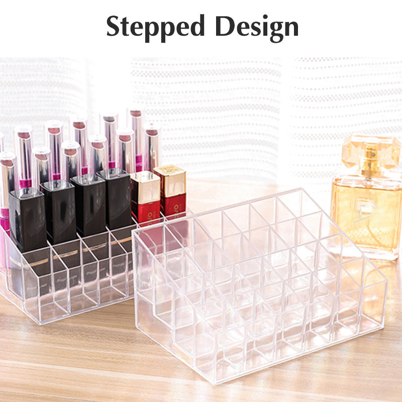 24 Grid Acrylic Makeup Organizer – Lipstick & Cosmetic Storage Box | Transparent Display Holder