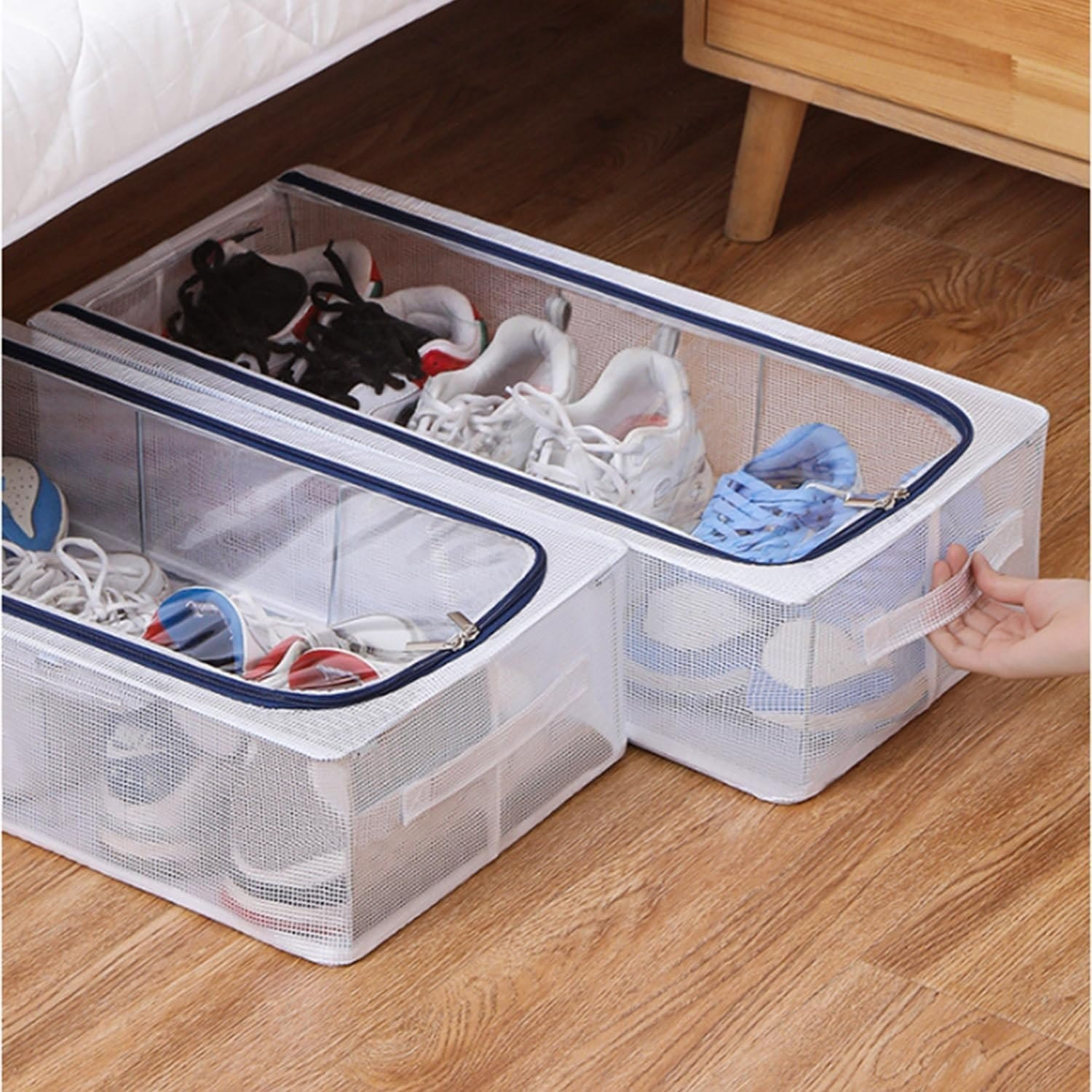 Foldable PVC Shoe Storage Box with Steel Frame Organizer