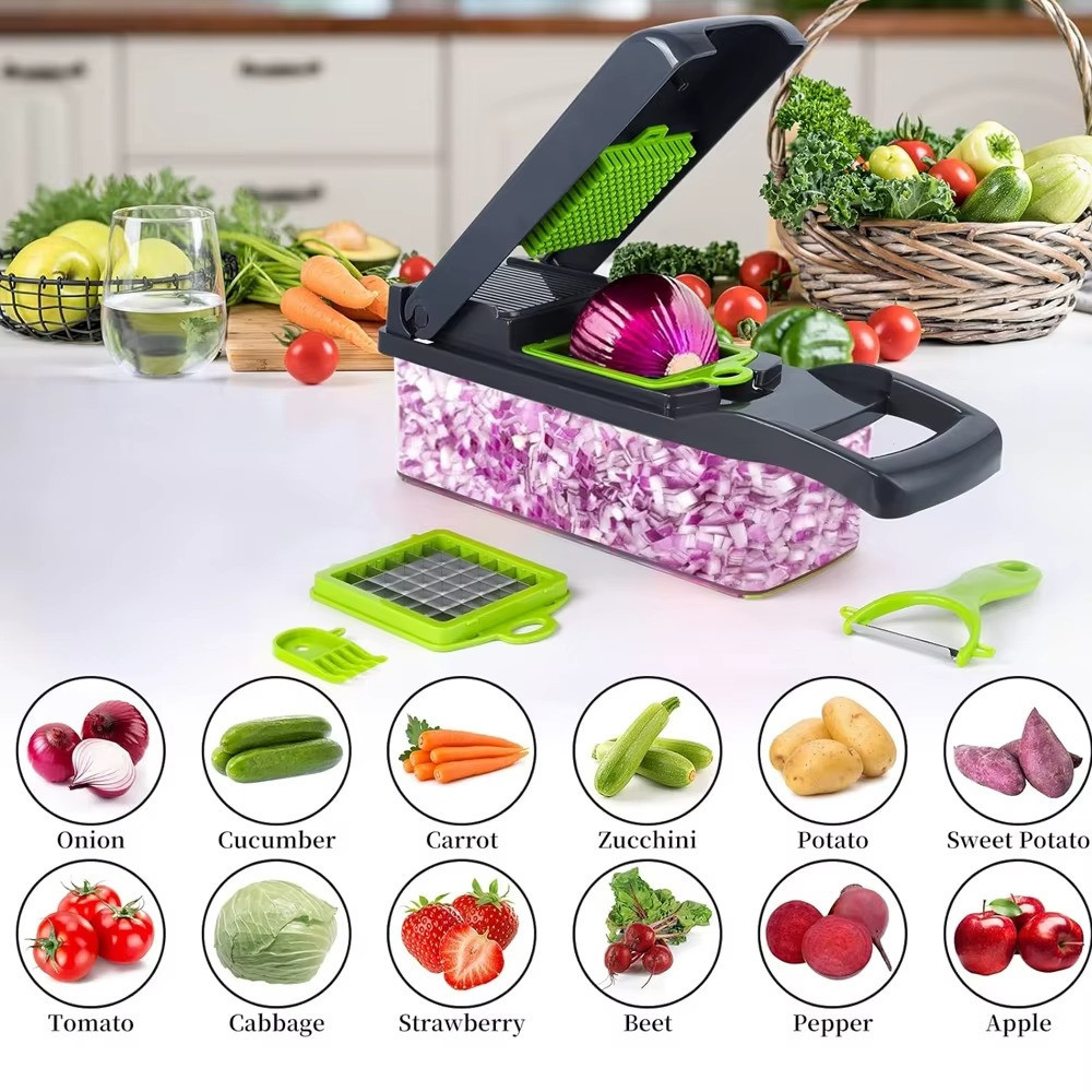 16 in 1 Multi-Functional Vegetable Chopper Set – Stainless Steel Blades