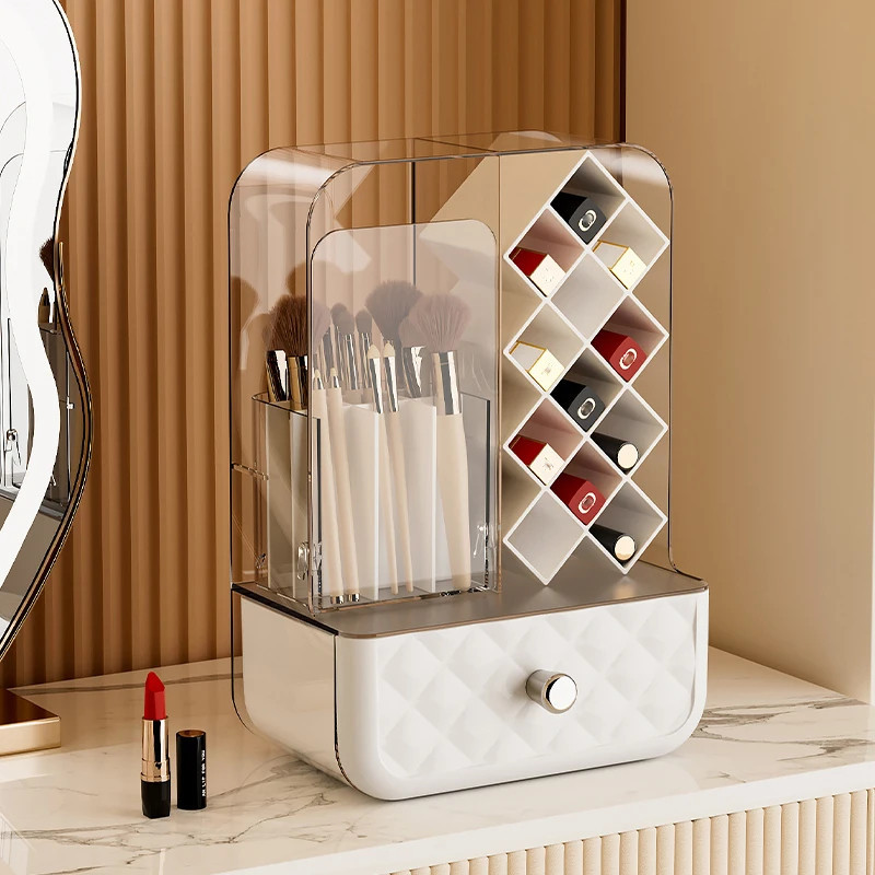 Premium Acrylic Makeup Organizer Box with Drawer & Dustproof Lid