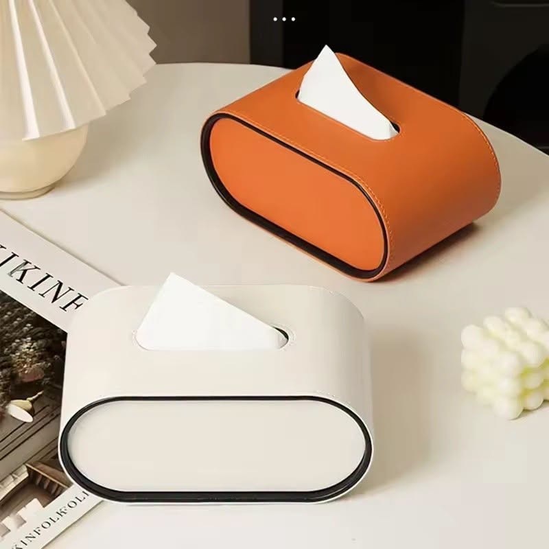 Premium PU Leather Tissue Box – Luxury Desktop Tissue Holder