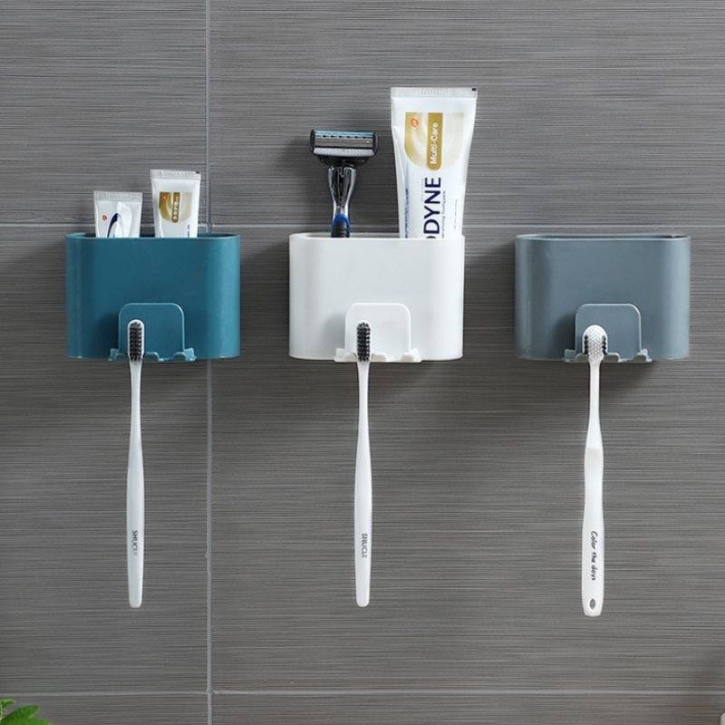 Wall Mounted Drain Toothbrush Holder – Punch Free Bathroom Organizer