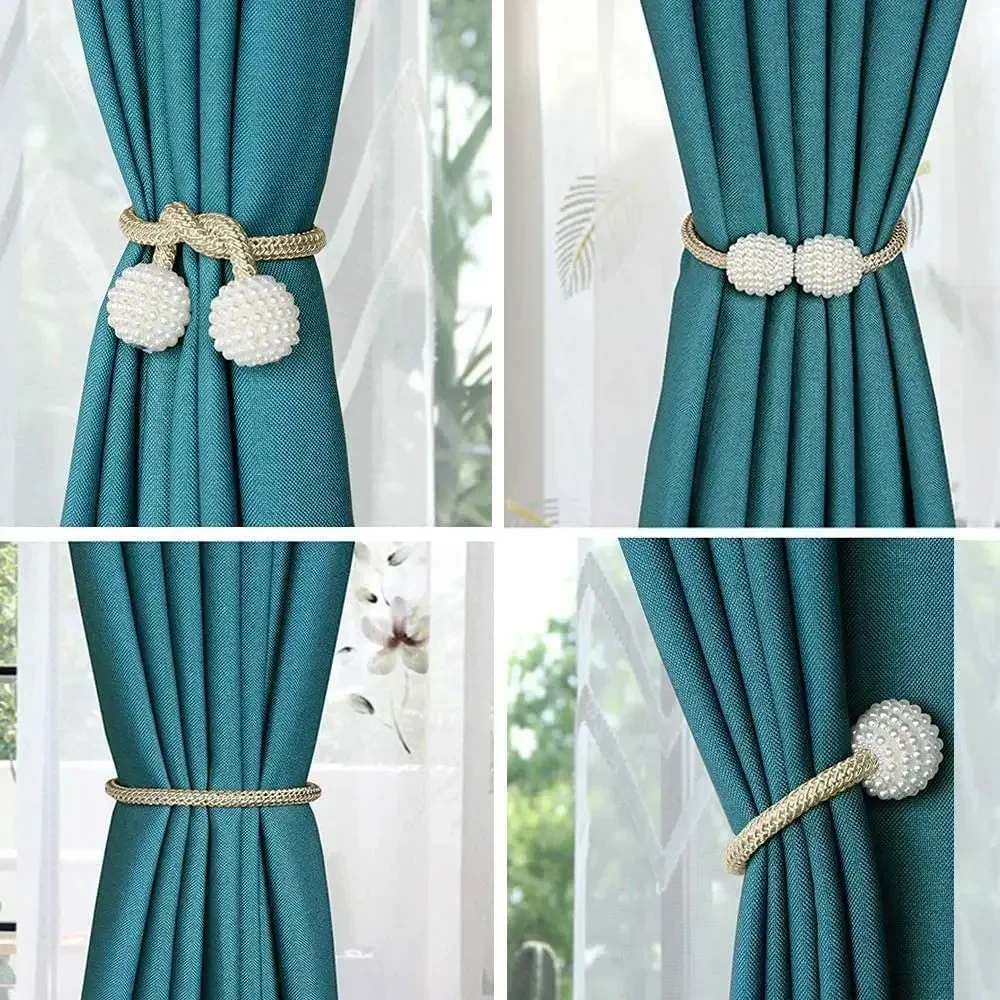 Pearl Magnetic Curtain Tieback Rope – Elegant Curtain Holder Pair