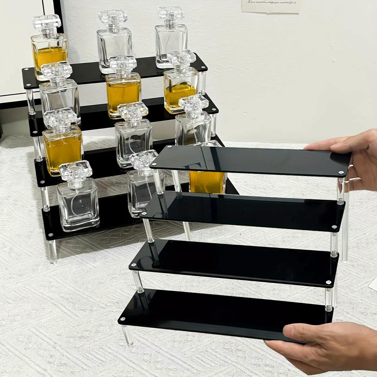 Premium Acrylic Perfume Display Stand – Multi-Layer Cosmetic Organizer